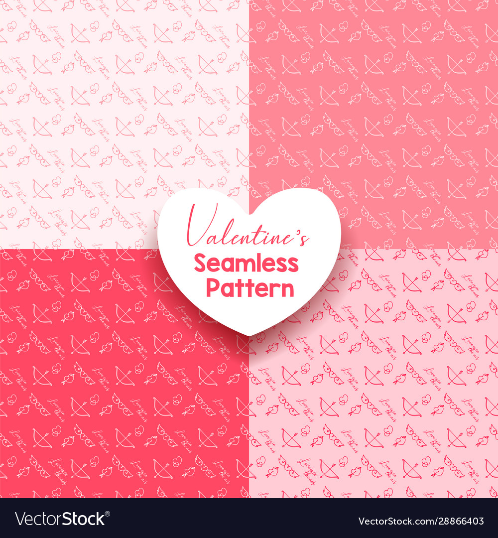 Set abstract heart seamless pattern background Vector Image Set abstract heart seamless pattern background