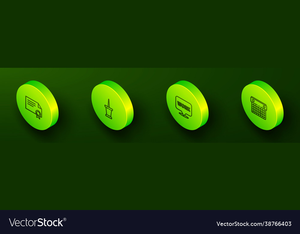 Set isometric line certificate template push pin Vector Image Set isometric line certificate template push pin