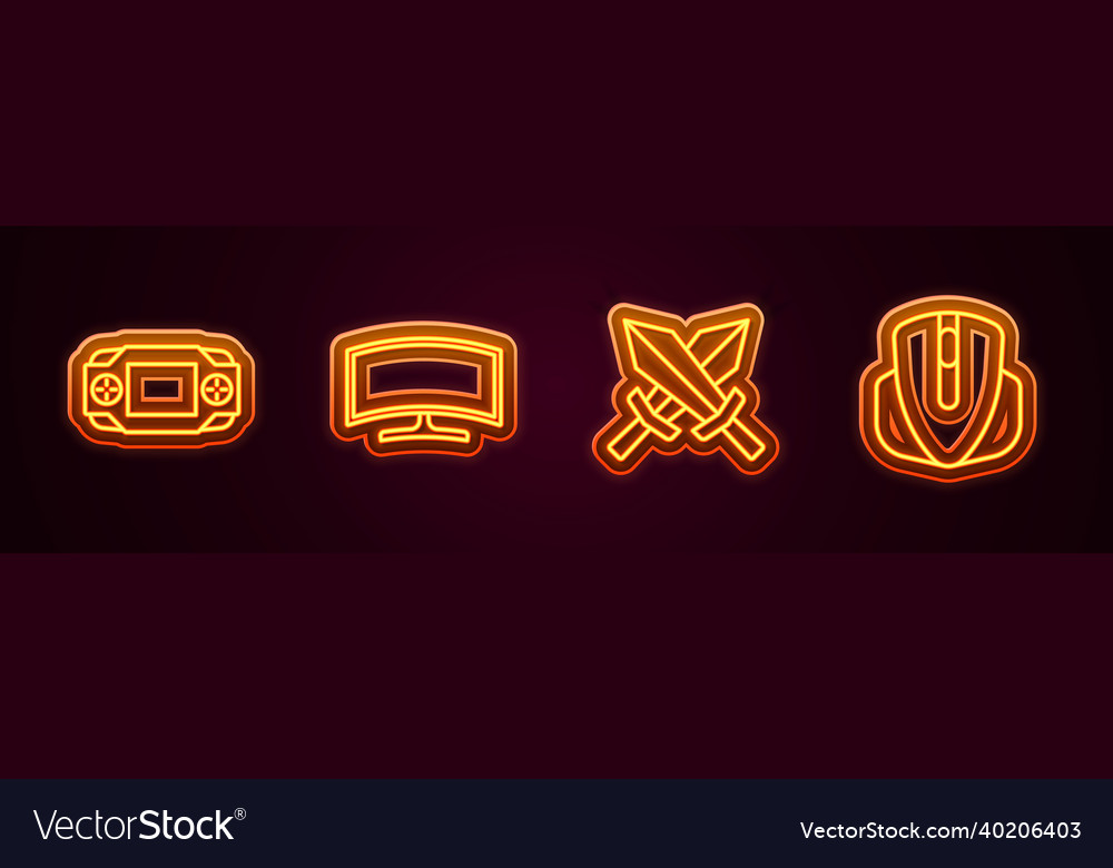 Set line portable video game console computer vector image Set line portable video game console computer