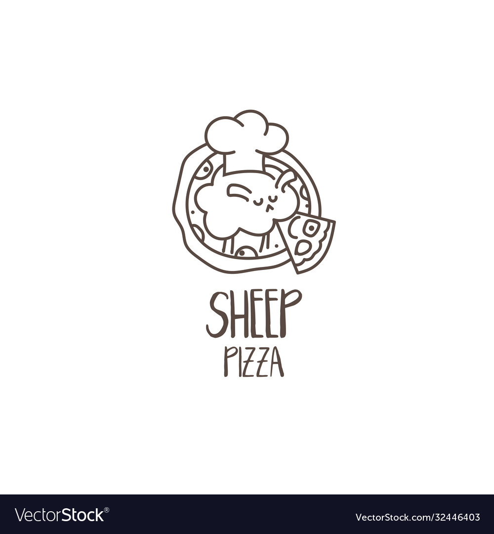 Template icon funny pizza with sheep chef