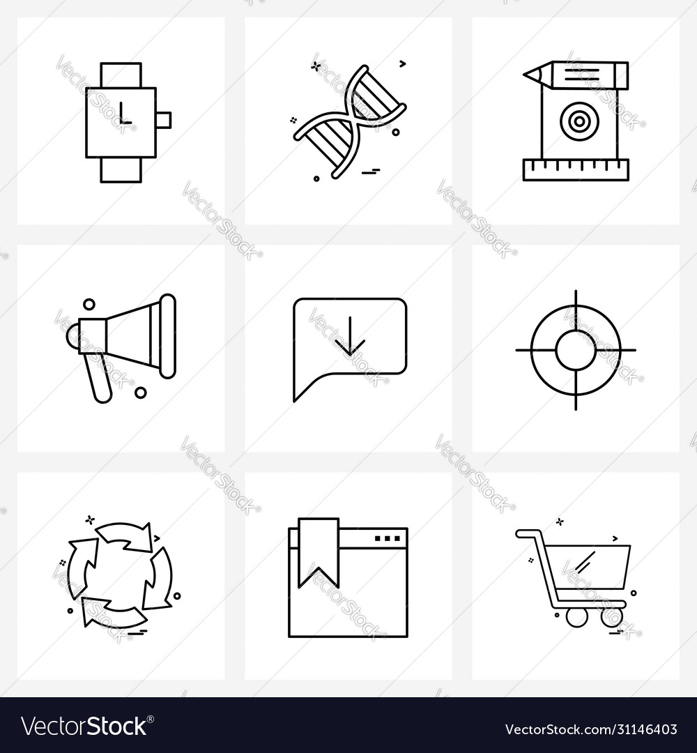 Ui set 9 basic line icons comment megaphone