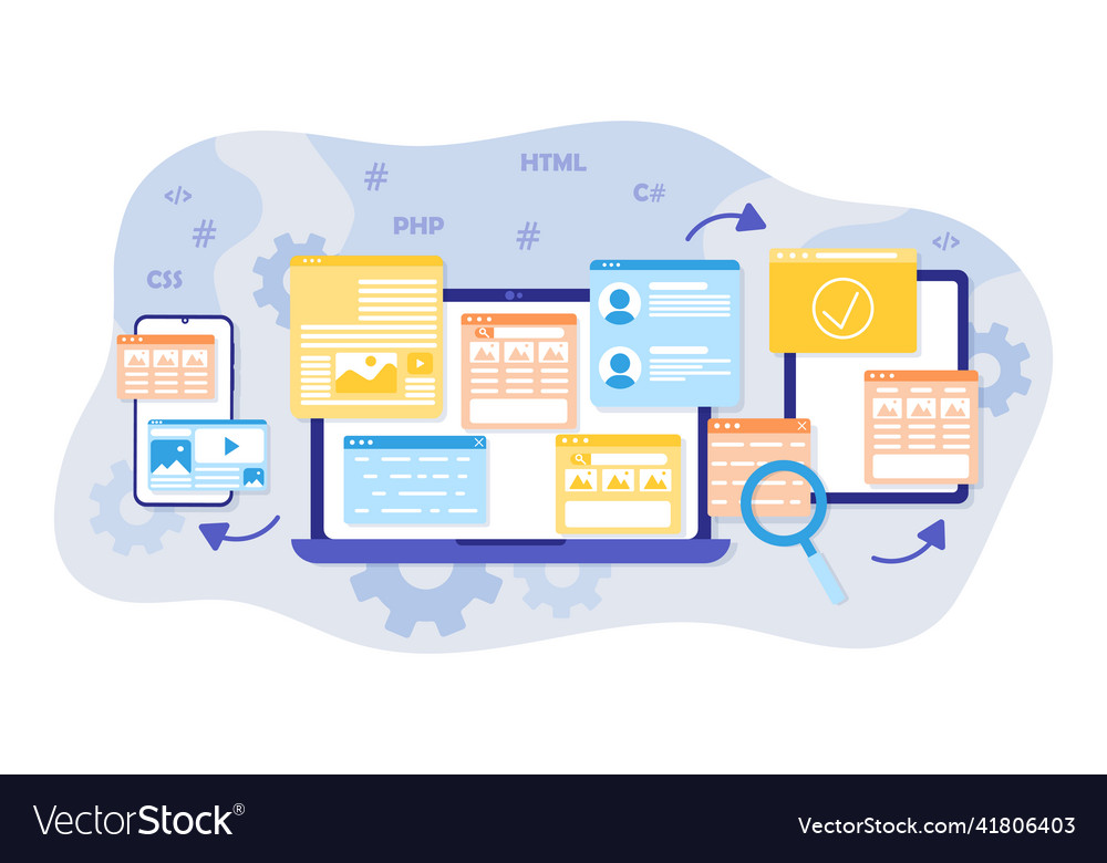 Website page development vector image Website page development