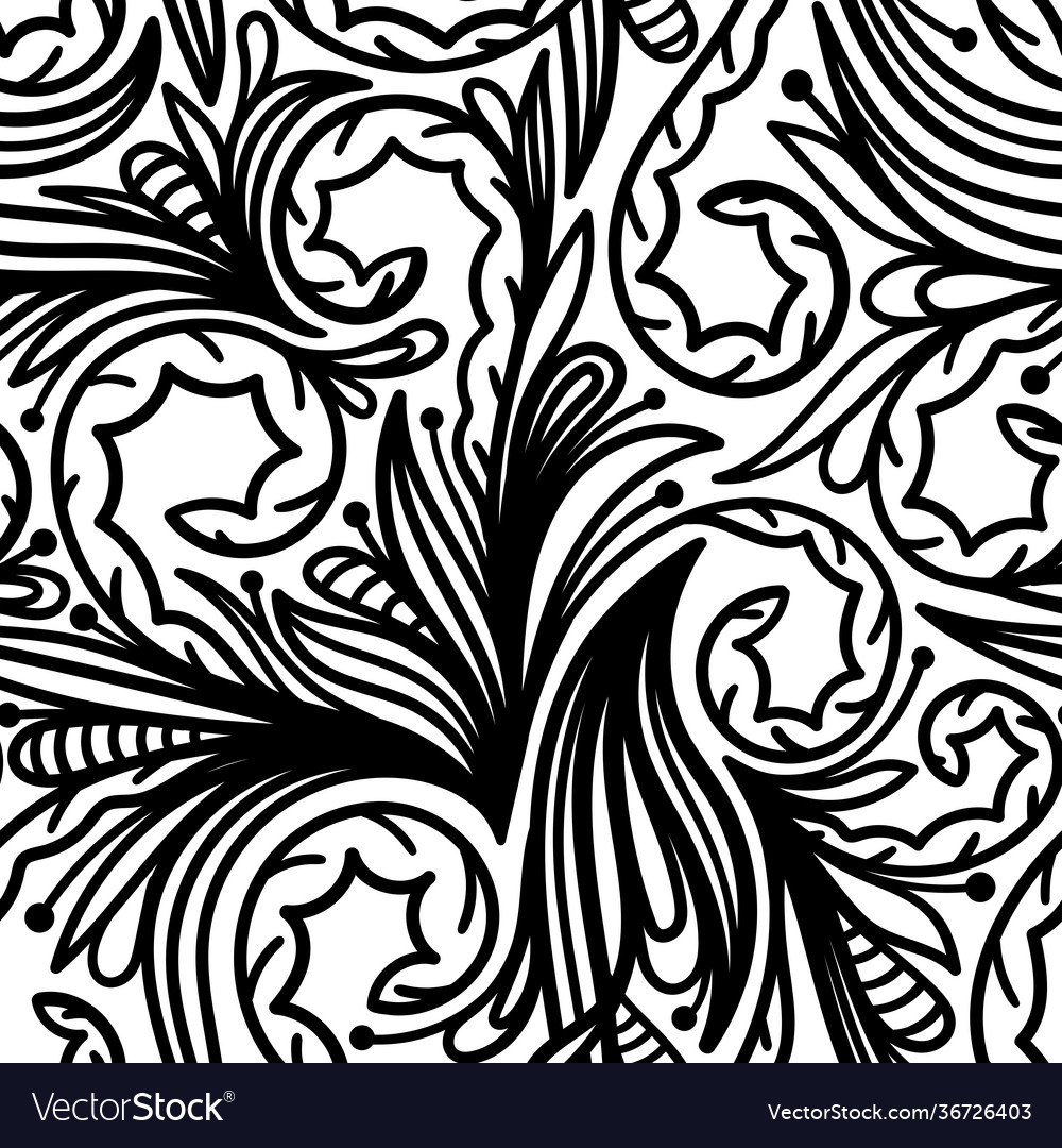 White seamless background with black patterns