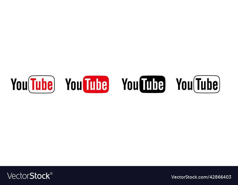 Youtube logo set in different shape on a white