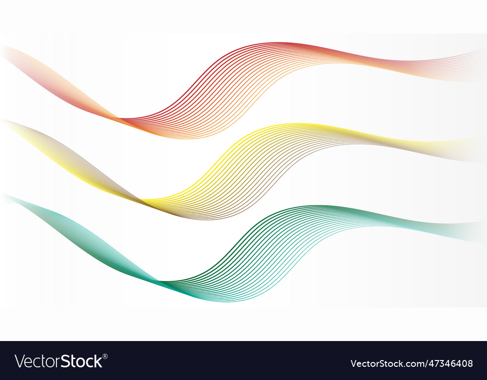Abstract set of wave lines elements on white vector image Abstract set of wave lines elements on white