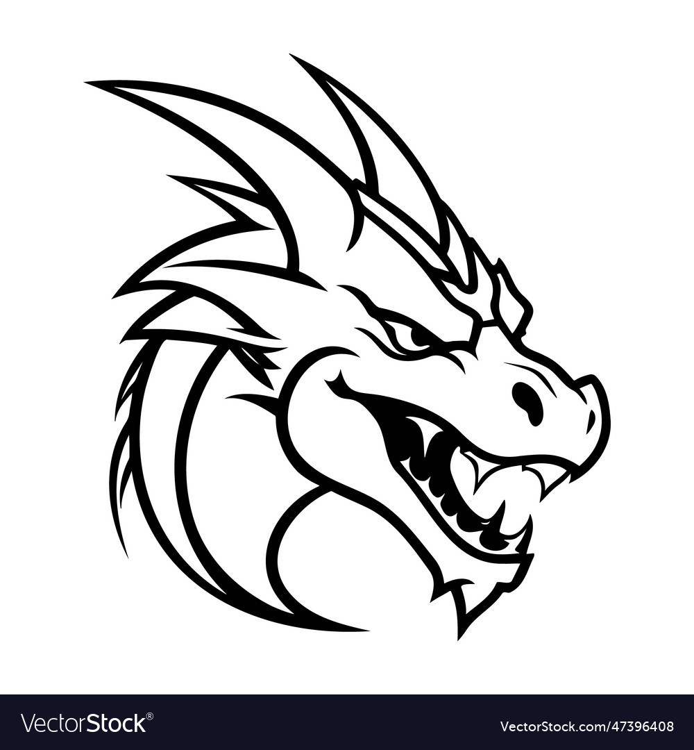 Black and White Dragon Head Icon