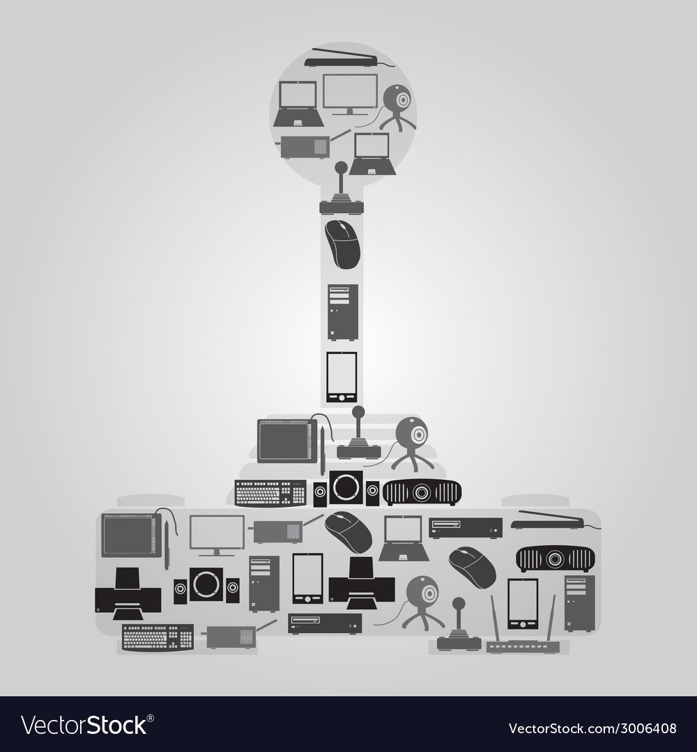 Computer peripherals icons in joystick shape eps10