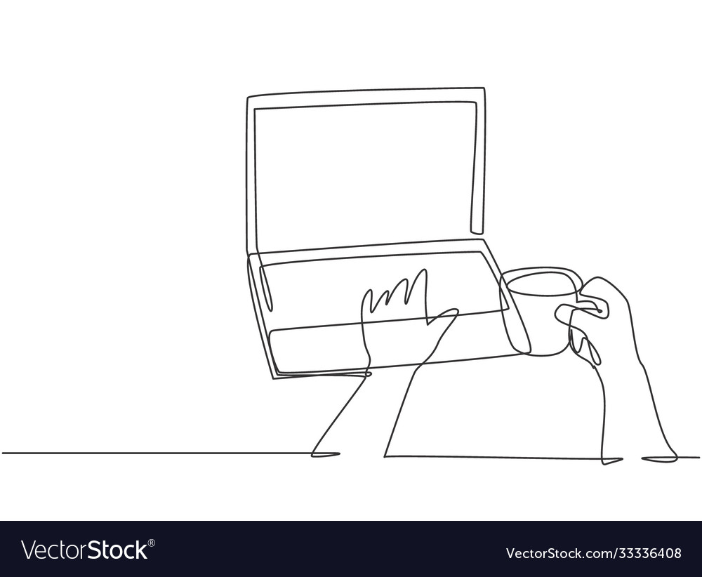 Continuous Line Worker with Laptop