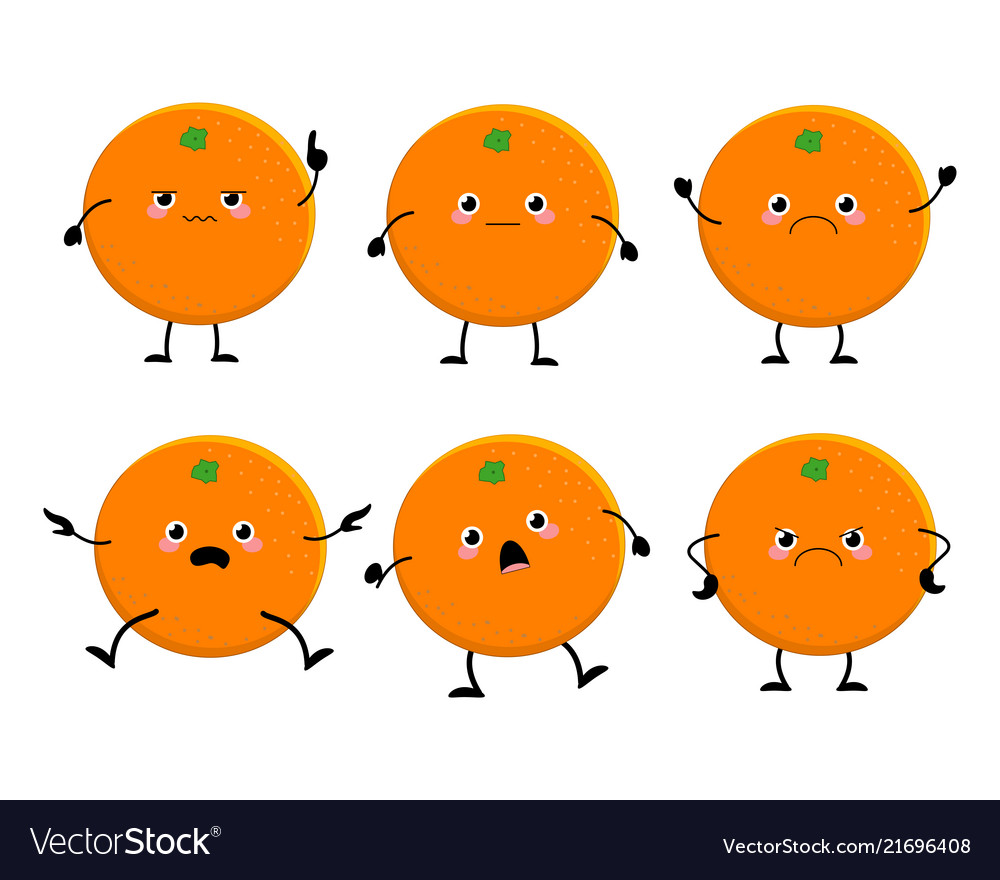 Cute orange characters set with different emition