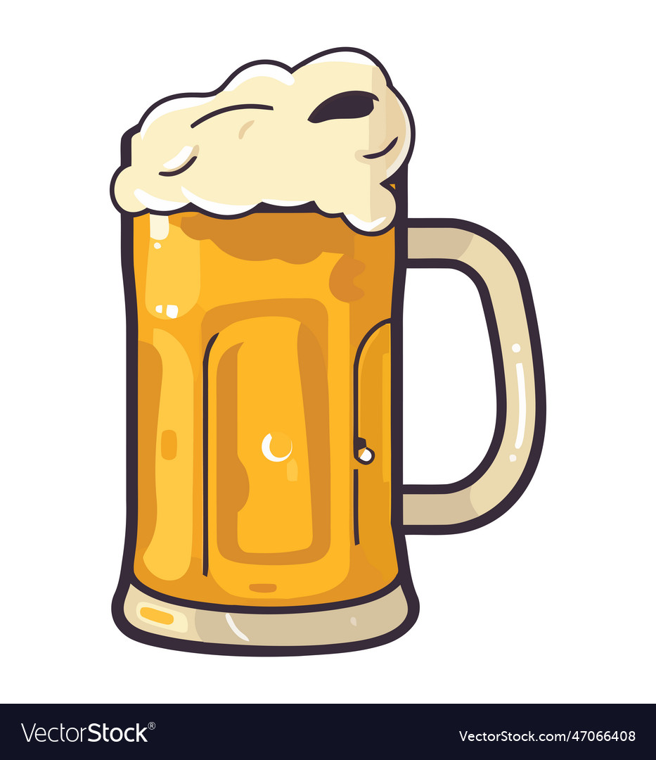 Fresh beer in gold glass Royalty Free Vector Image