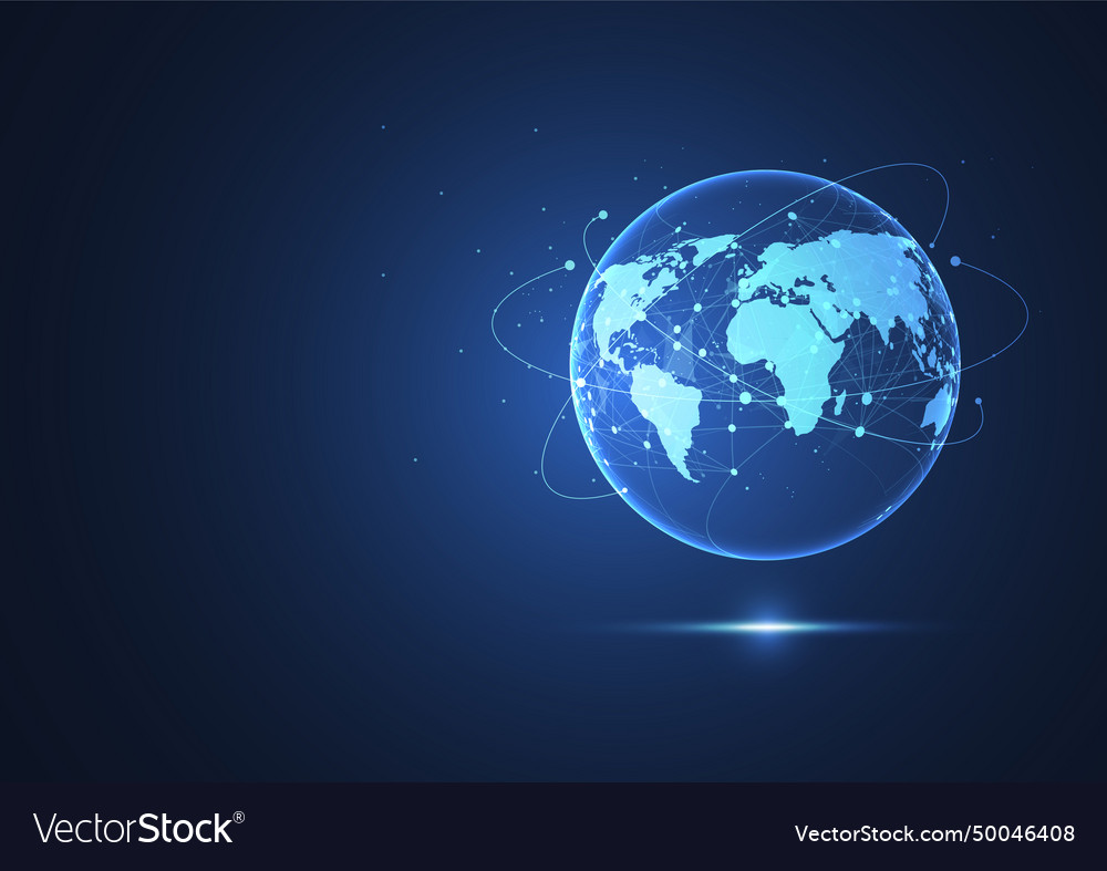 Global network connection world map point