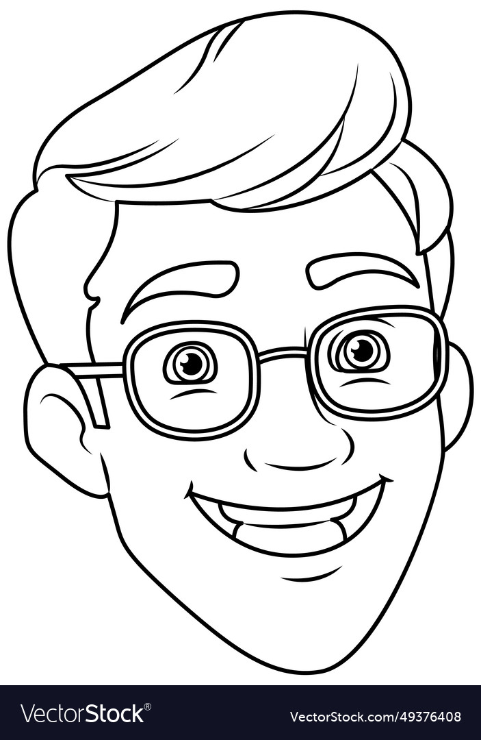 Man wearing glasses smiling head Royalty Free Vector Image