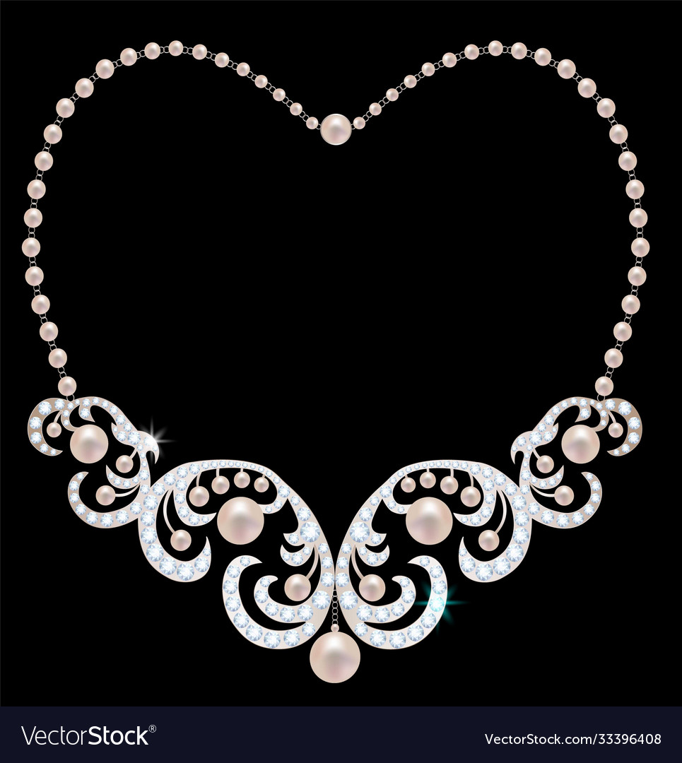 Necklace with pearls and diamonds