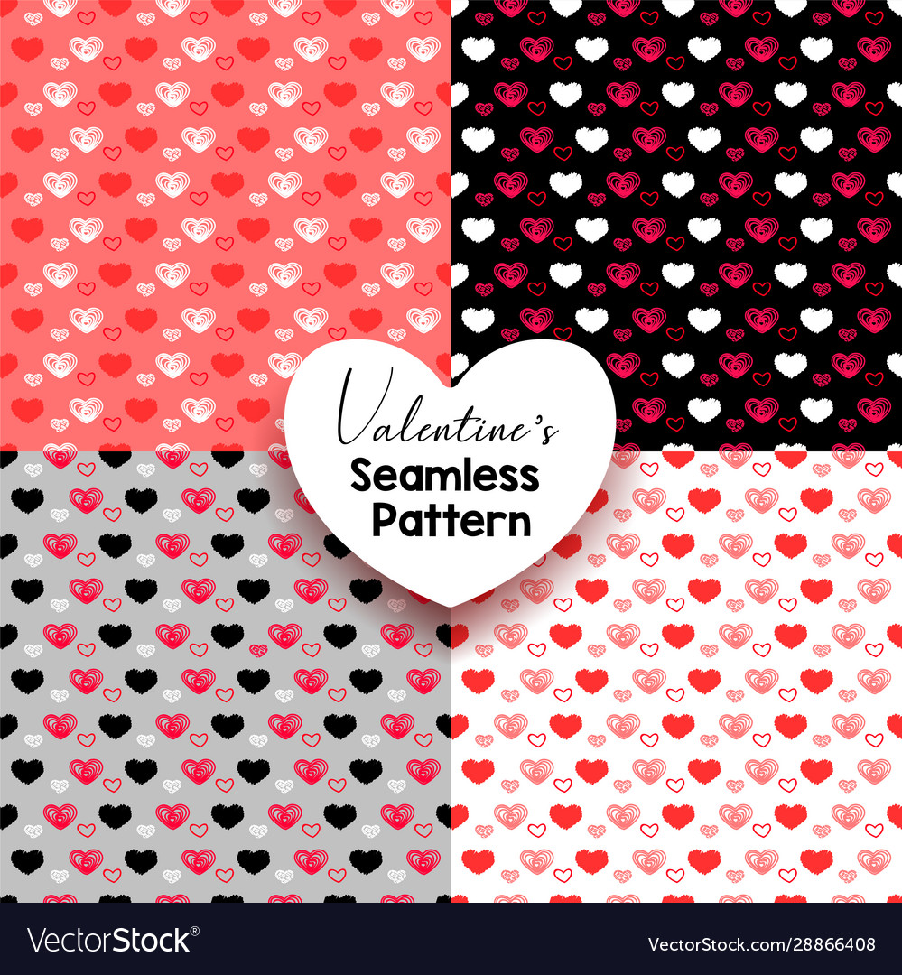Set abstract heart seamless pattern background Vector Image Set abstract heart seamless pattern background