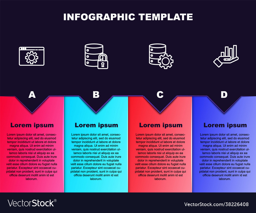 Set line browser setting server security vector image Set line browser setting server security