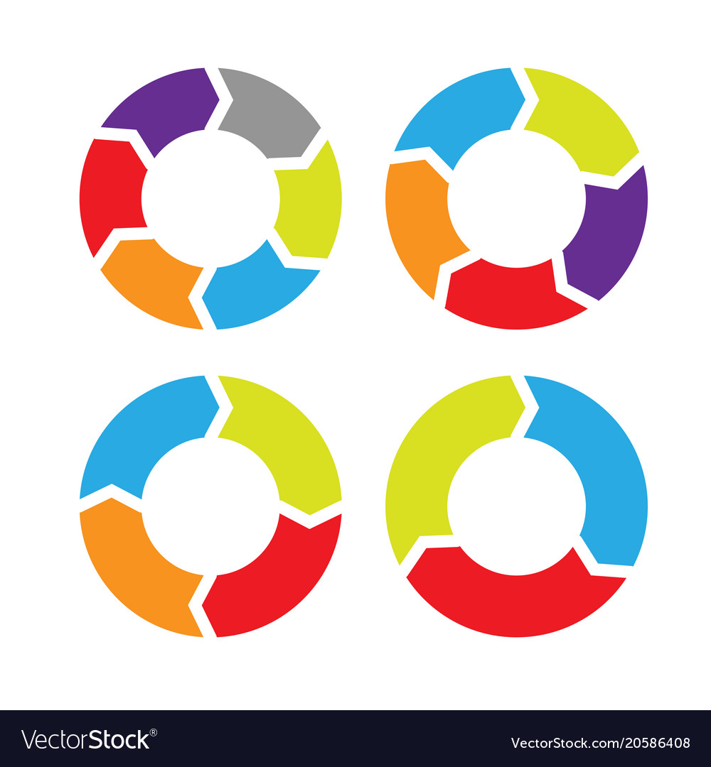 Set of data pie charts with sections