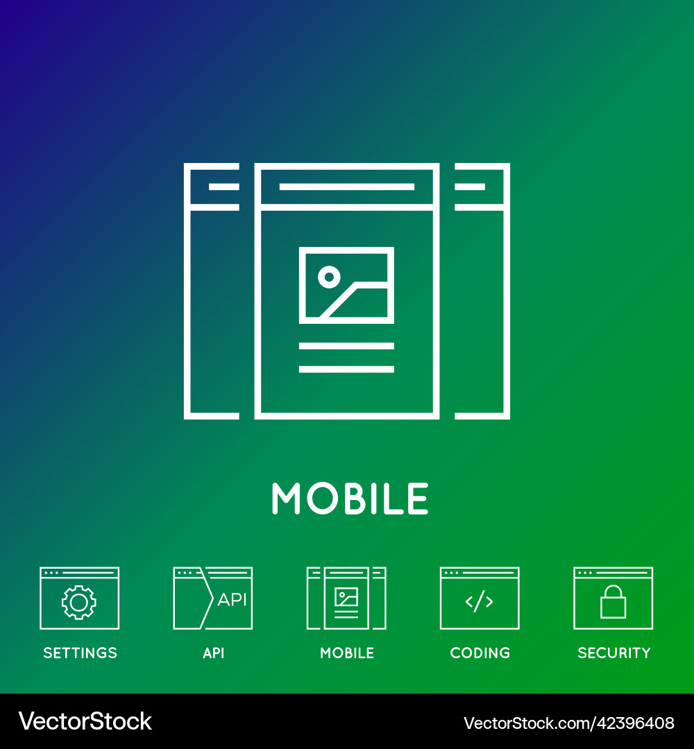 Set of minimal browser developing app and coding Vector Image