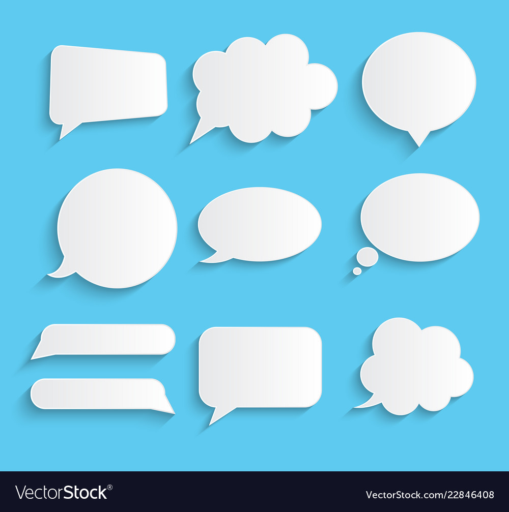 White blank retro speech bubbles set on blue vector image White blank retro speech bubbles set on blue