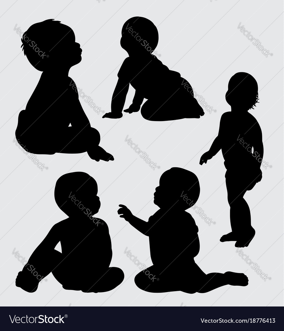 Baby playing silhouette Royalty Free Vector Image