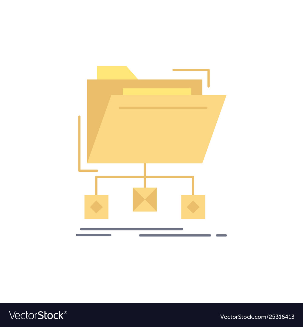 Backup data files folder network flat color icon Vector Image Backup data files folder network flat color icon