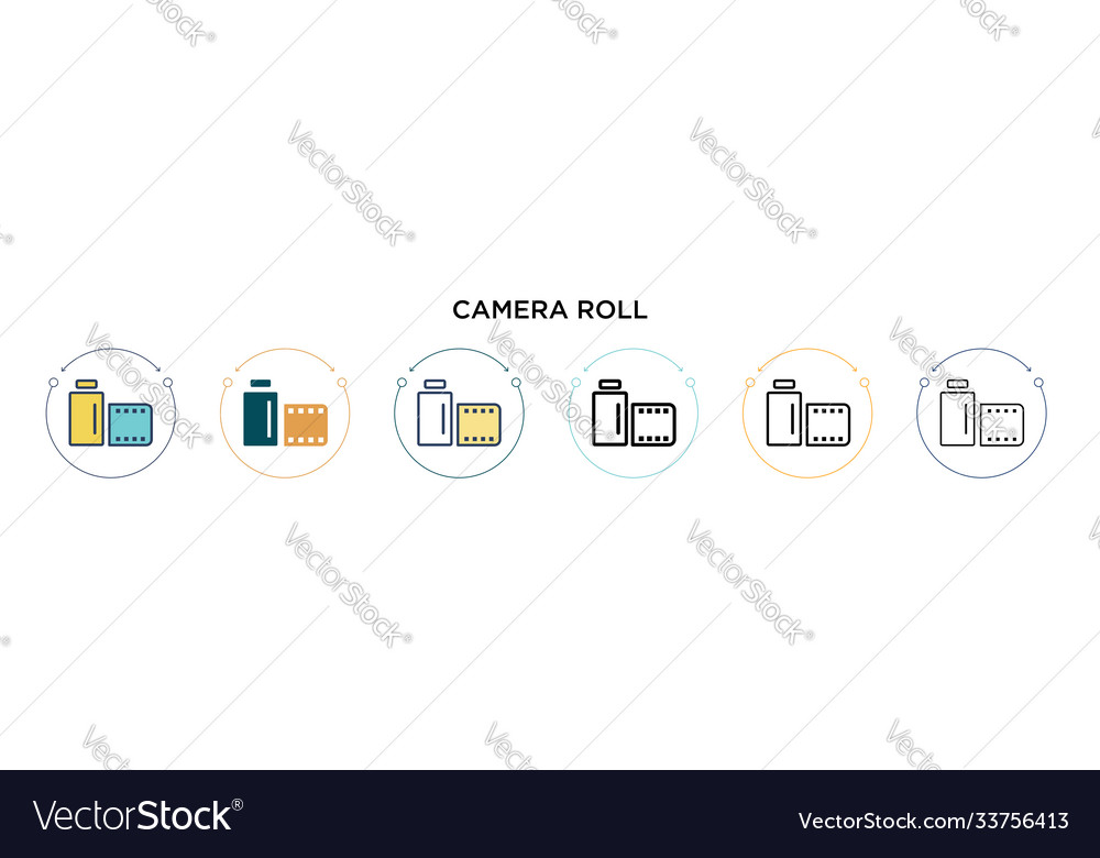 Camera roll icon in filled thin line outline Vector Image Camera roll icon in filled thin line outline