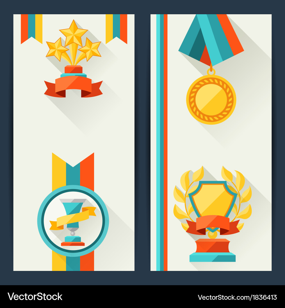 Certificate templates with trophies and awards Vector Image