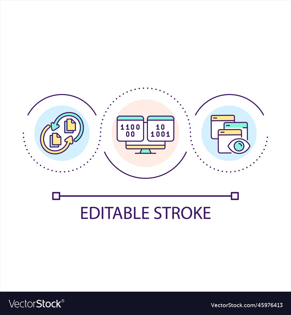 Code comparison process loop concept icon vector image Code comparison process loop concept icon
