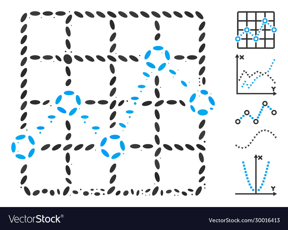Dotted mosaic line grid plot vector image Dotted mosaic line grid plot