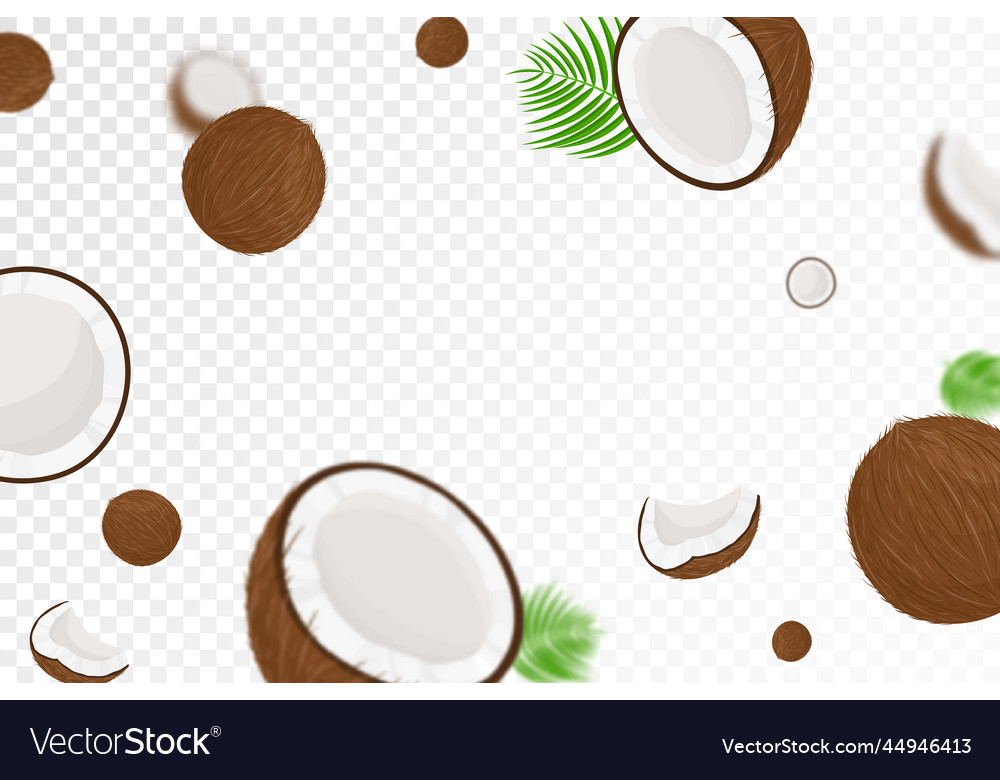 Flying coconuts seamless pattern background