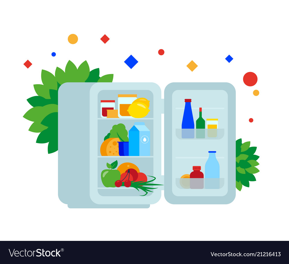 Fridge full of food Royalty Free Vector Image - VectorStock