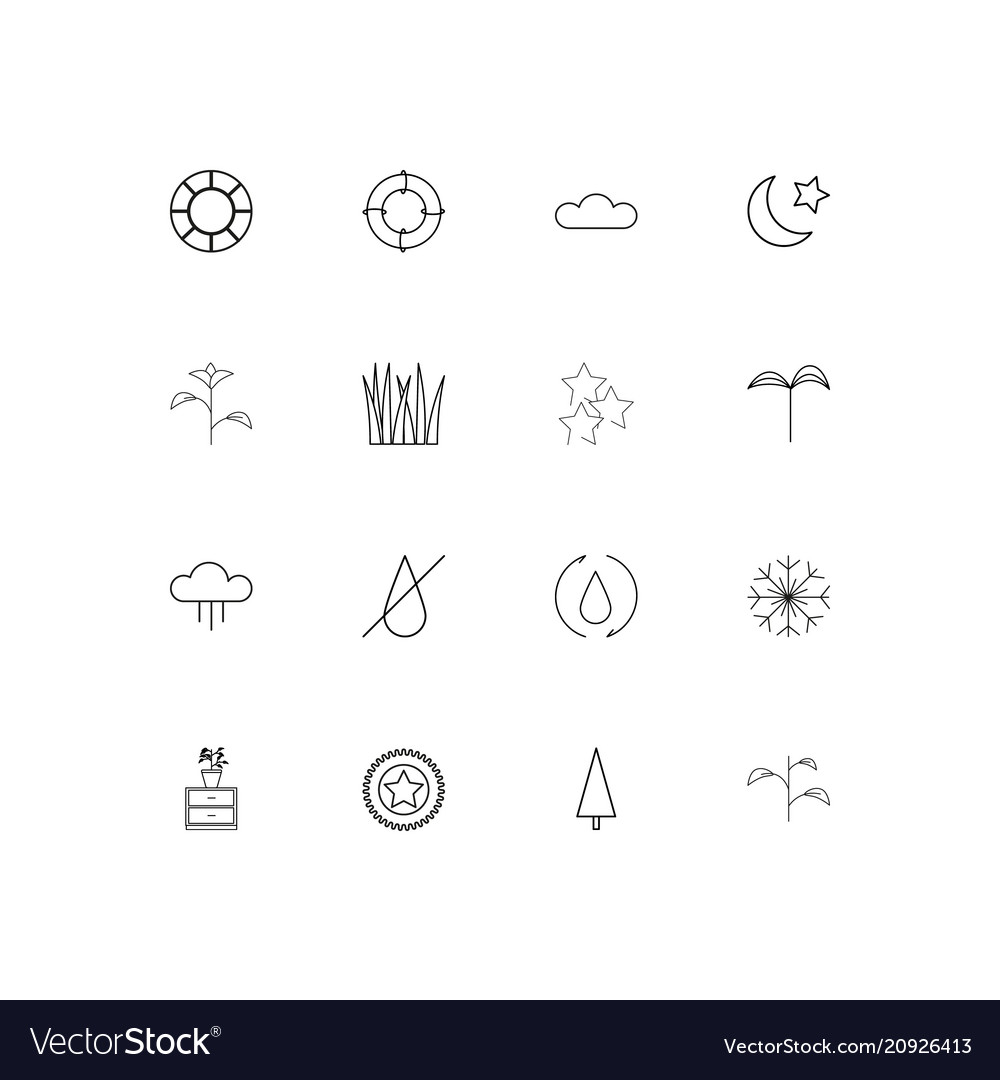 Nature linear thin icons set outlined simple