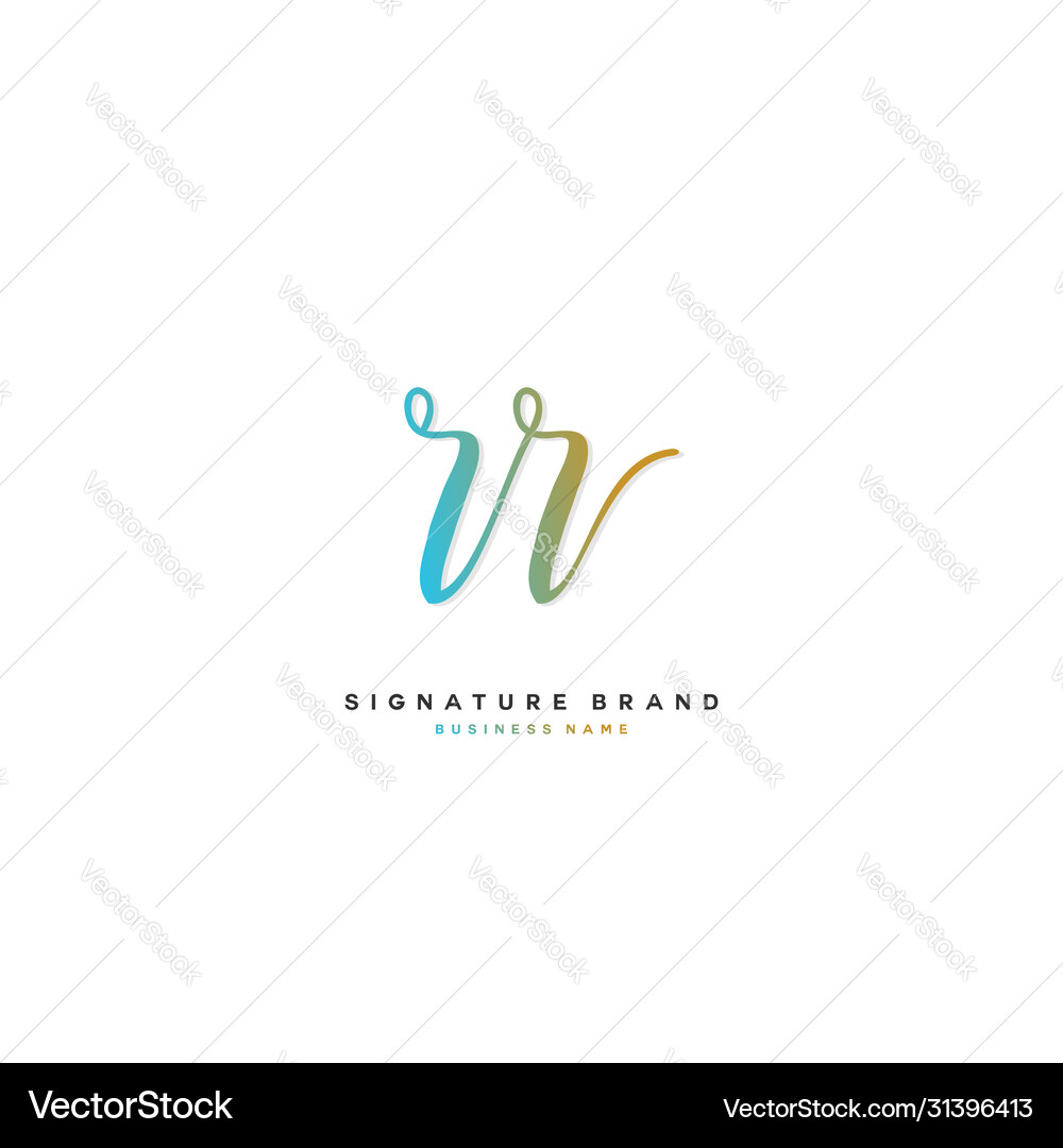 R rr initial letter handwriting and signature Vector Image