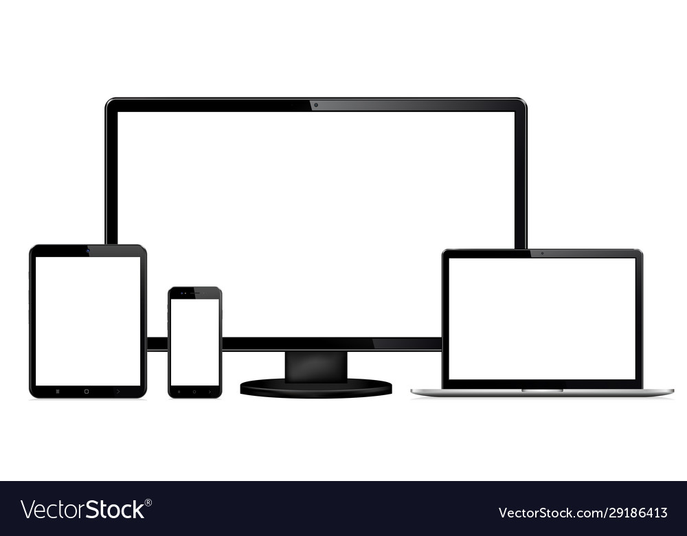 Responsive web design display laptop tablet phone vector image Responsive web design display laptop tablet phone