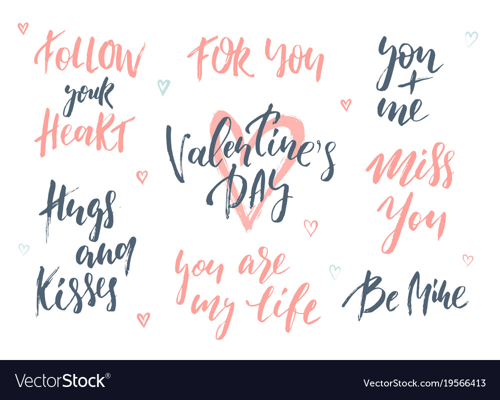 Romantic Lettering Set Calligraphy Postcard Or Vector Image