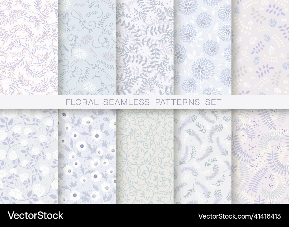 Seamless floral patterns set Royalty Free Vector Image