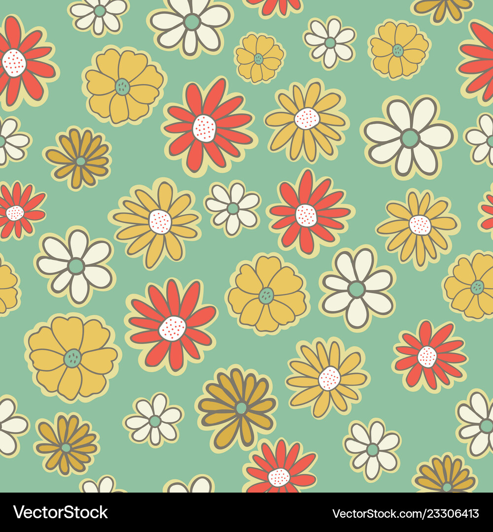 Seamless pattern with flowers doodles Royalty Free Vector