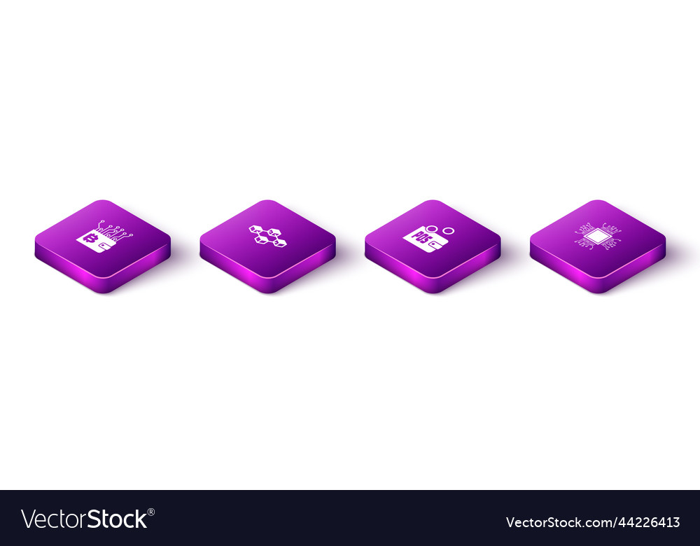 Set isometric cryptocurrency wallet blockchain