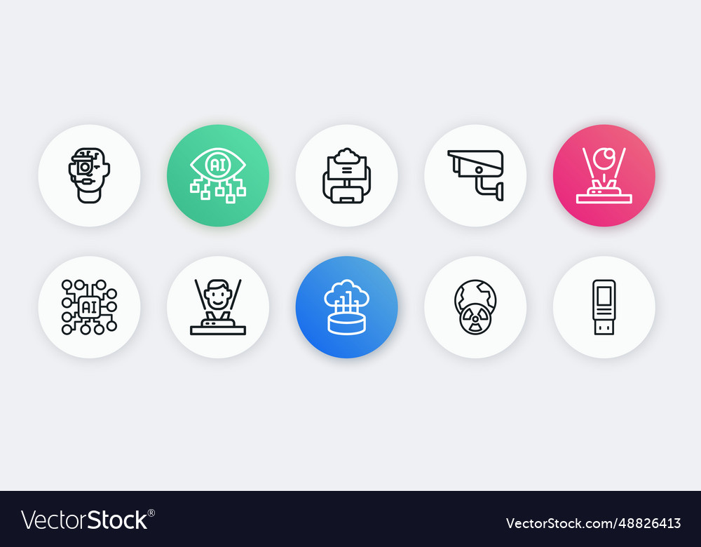 Set line network cloud connection hologram neural vector image Set line network cloud connection hologram neural