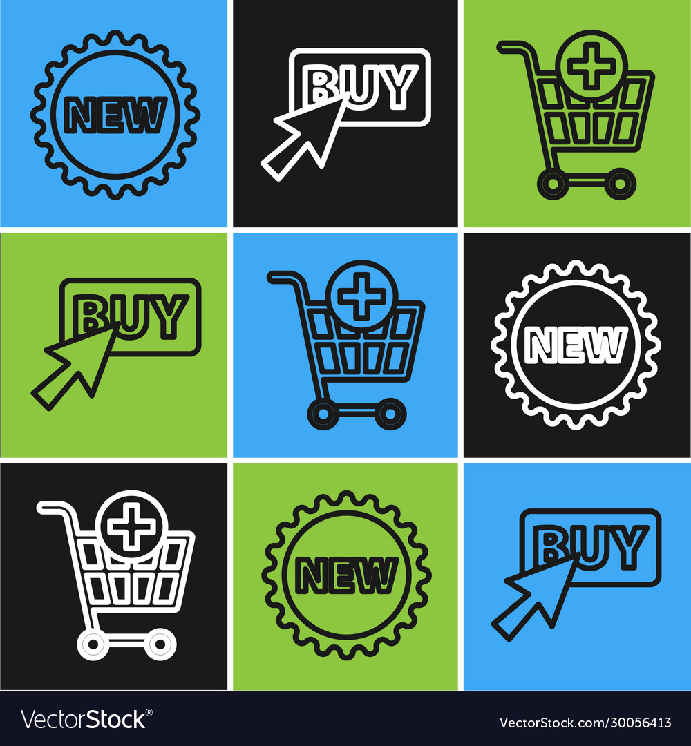 Set line price tag with new add to shopping cart vector image Set line price tag with new add to shopping cart