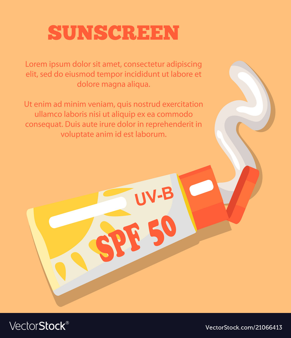 Sunscreen poster depicting sunblock lotion