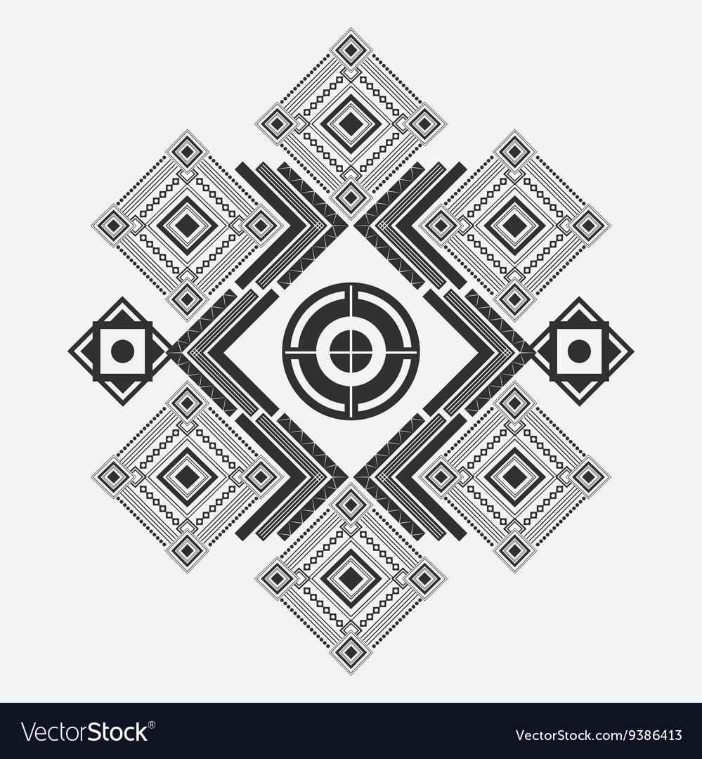 Tribal design black and white abstract figure