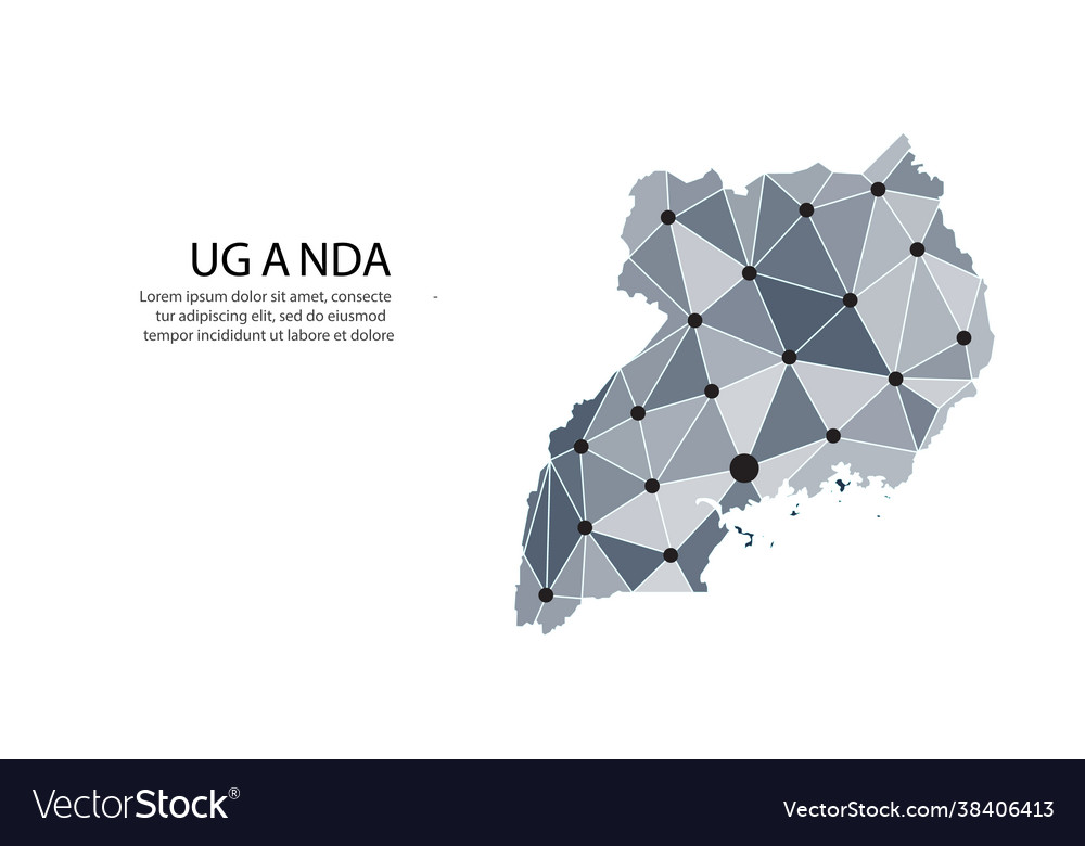 Uganda communication network map image a low Vector Image Uganda communication network map image a low