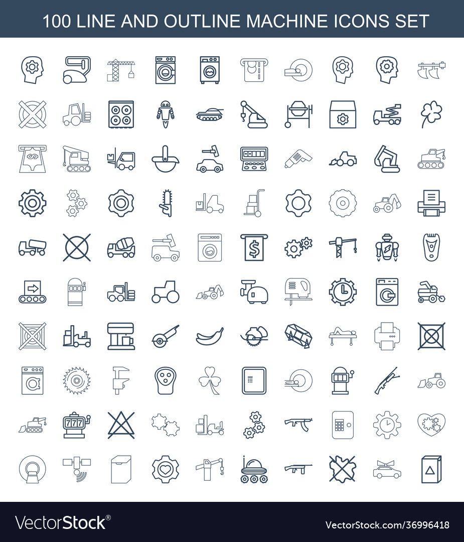 100 machine icons Royalty Free Vector Image - VectorStock