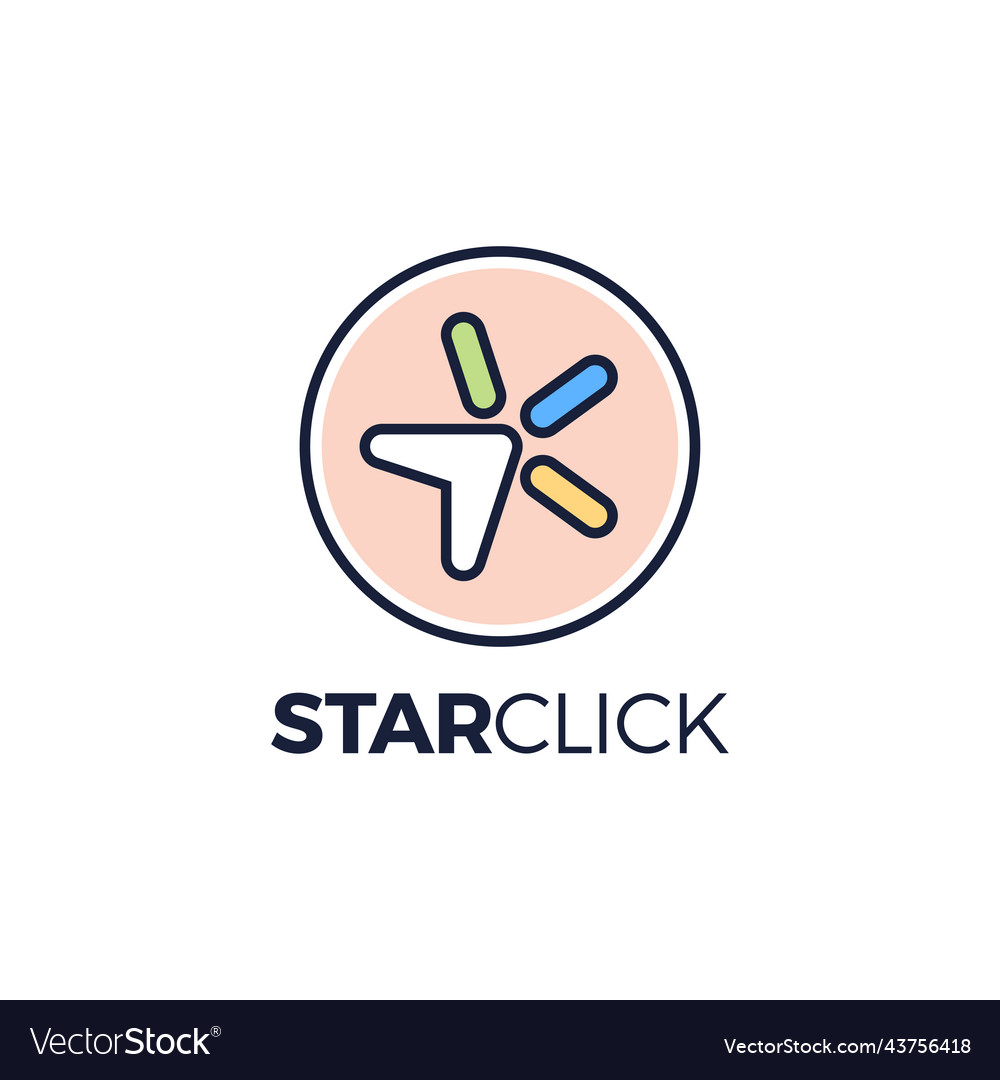 Abstract line style star logo with mouse cursor