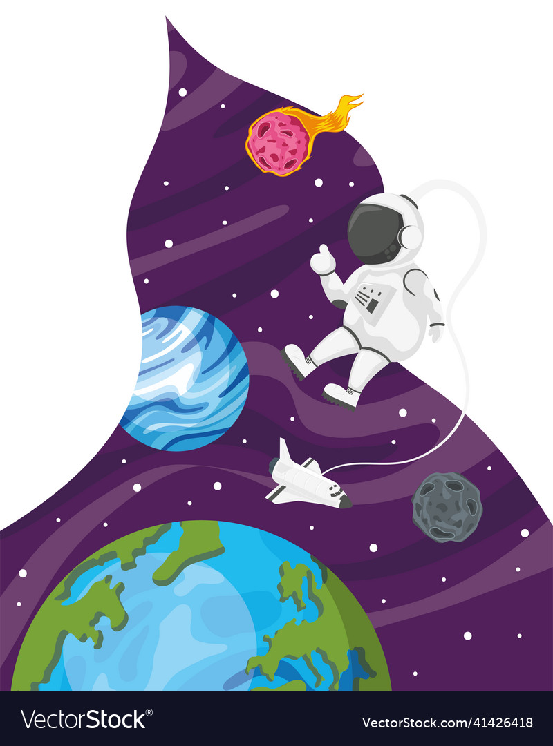 Astronaut floating in the space