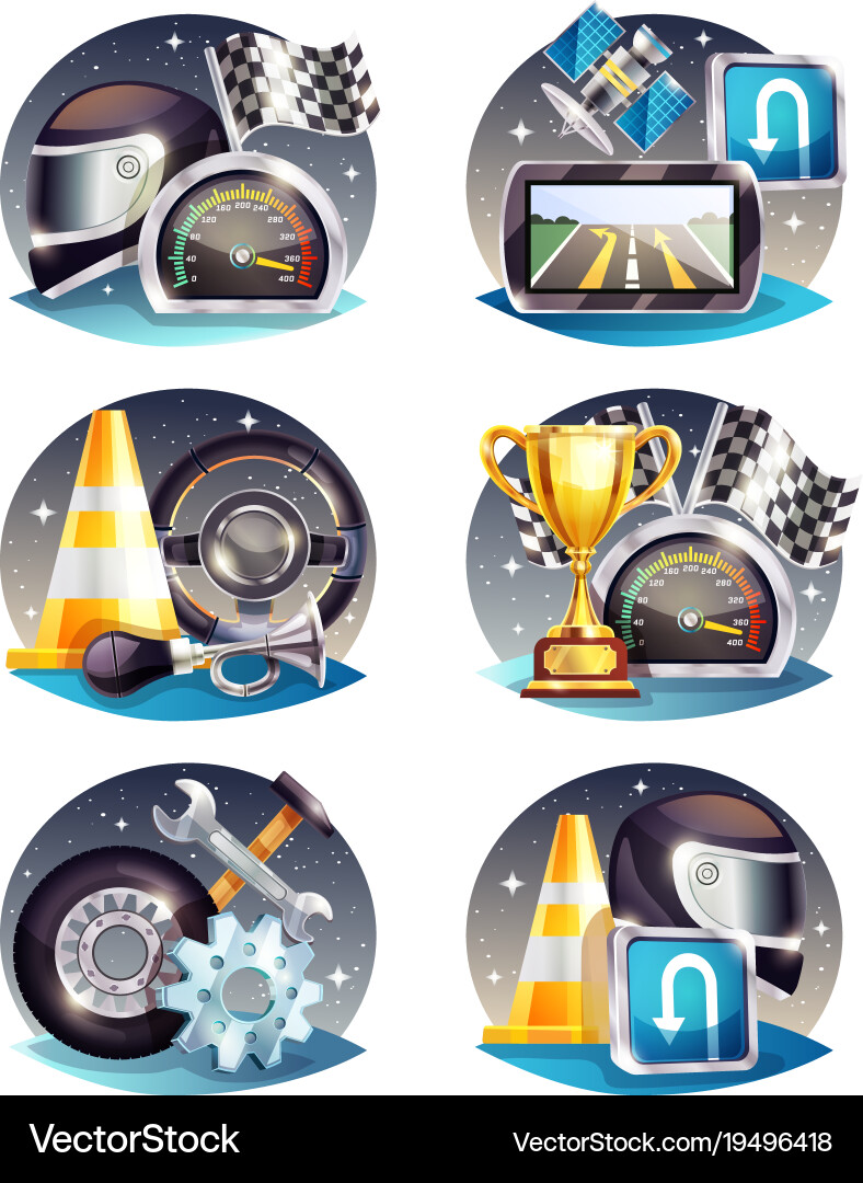 Auto Comps Vector Auto racing compositions set Royalty Free Vector Image