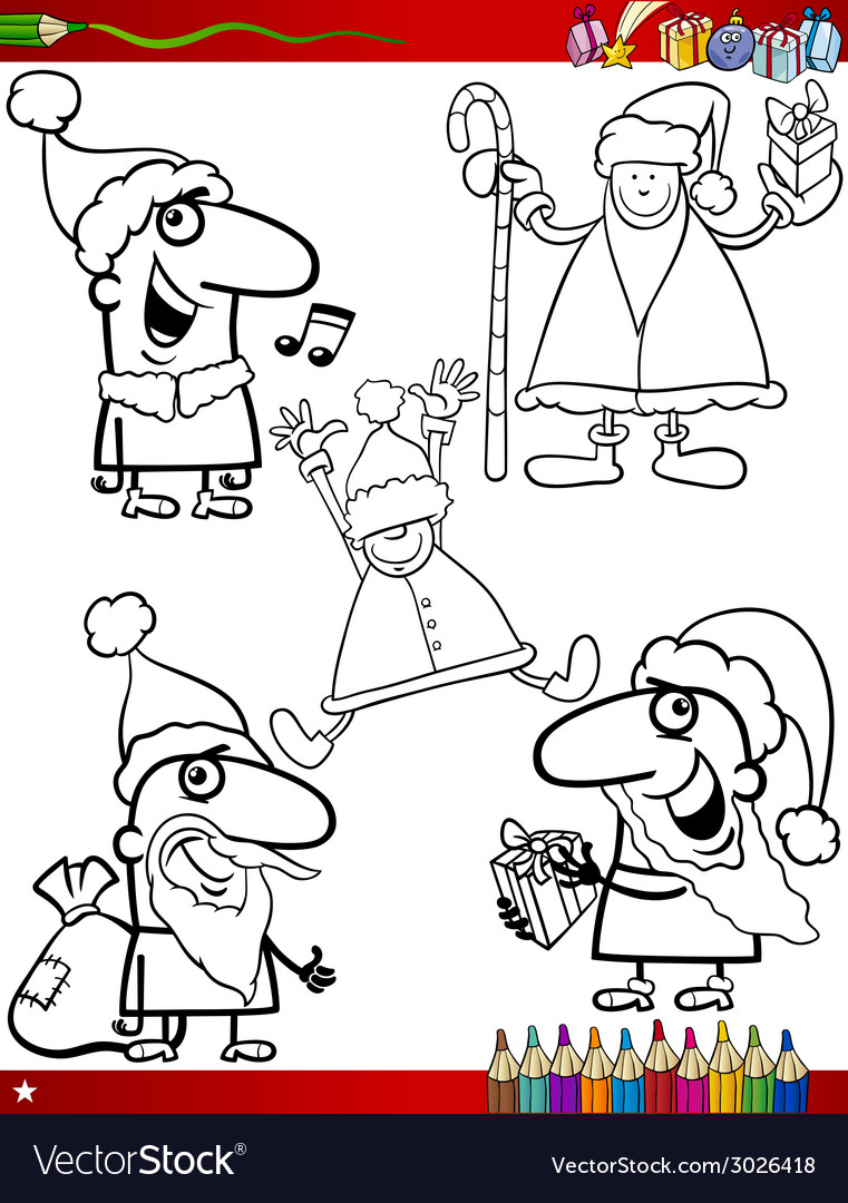 Christmas Themes Coloring Page Royalty Free Vector Image Christmas Themes Coloring Page Vector Image