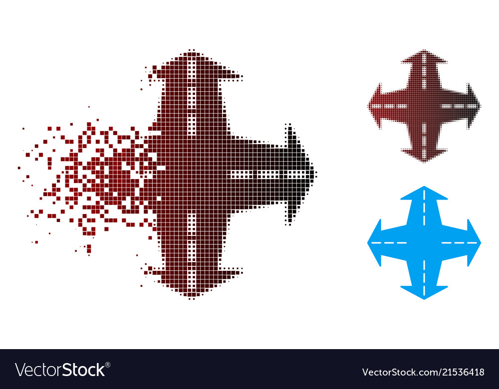 Dissolved pixel halftone intersection directions vector image Dissolved pixel halftone intersection directions