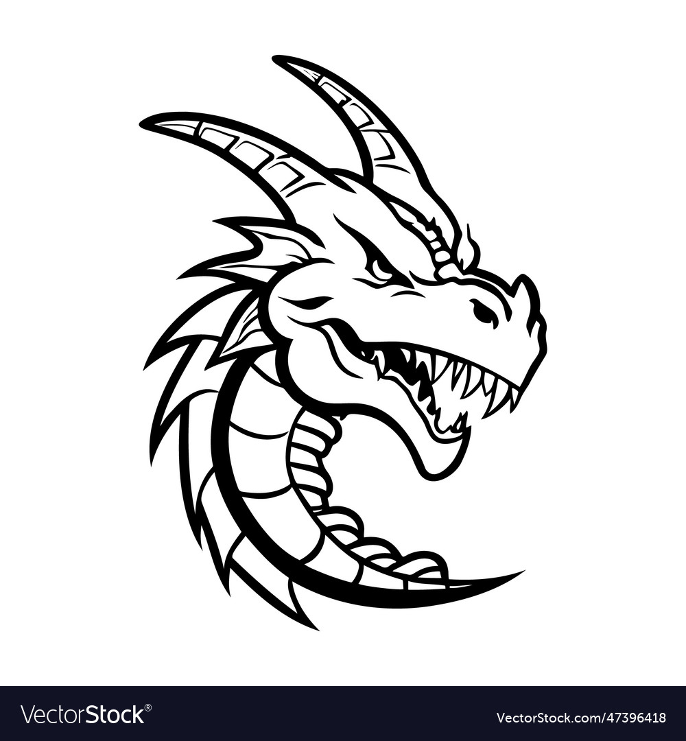 Dragon head black and white icon