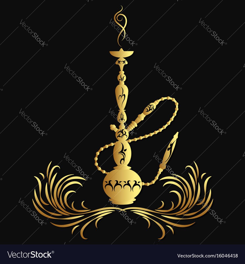 Golden hookah silhouette Royalty Free Vector Image